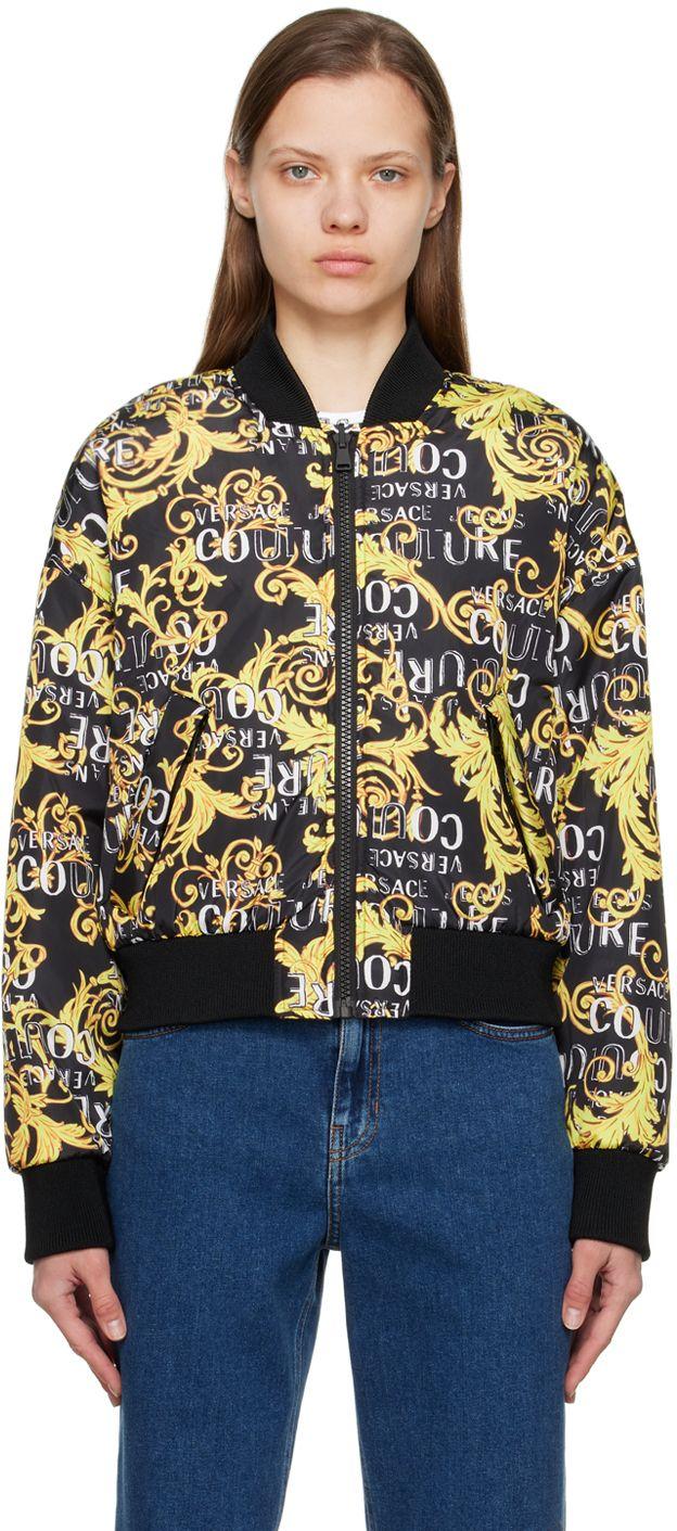 Versace Jeans Couture Black Reversible Graphic Bomber Jacket | Lyst