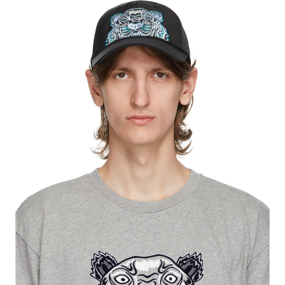 KENZO Synthetic Tiger Cap in e-Black 
