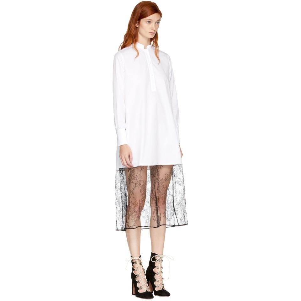 Valentino White Poplin & Lace Shirt Dress | Lyst Valentino White Poplin & Lace Shirt Dress | Lyst