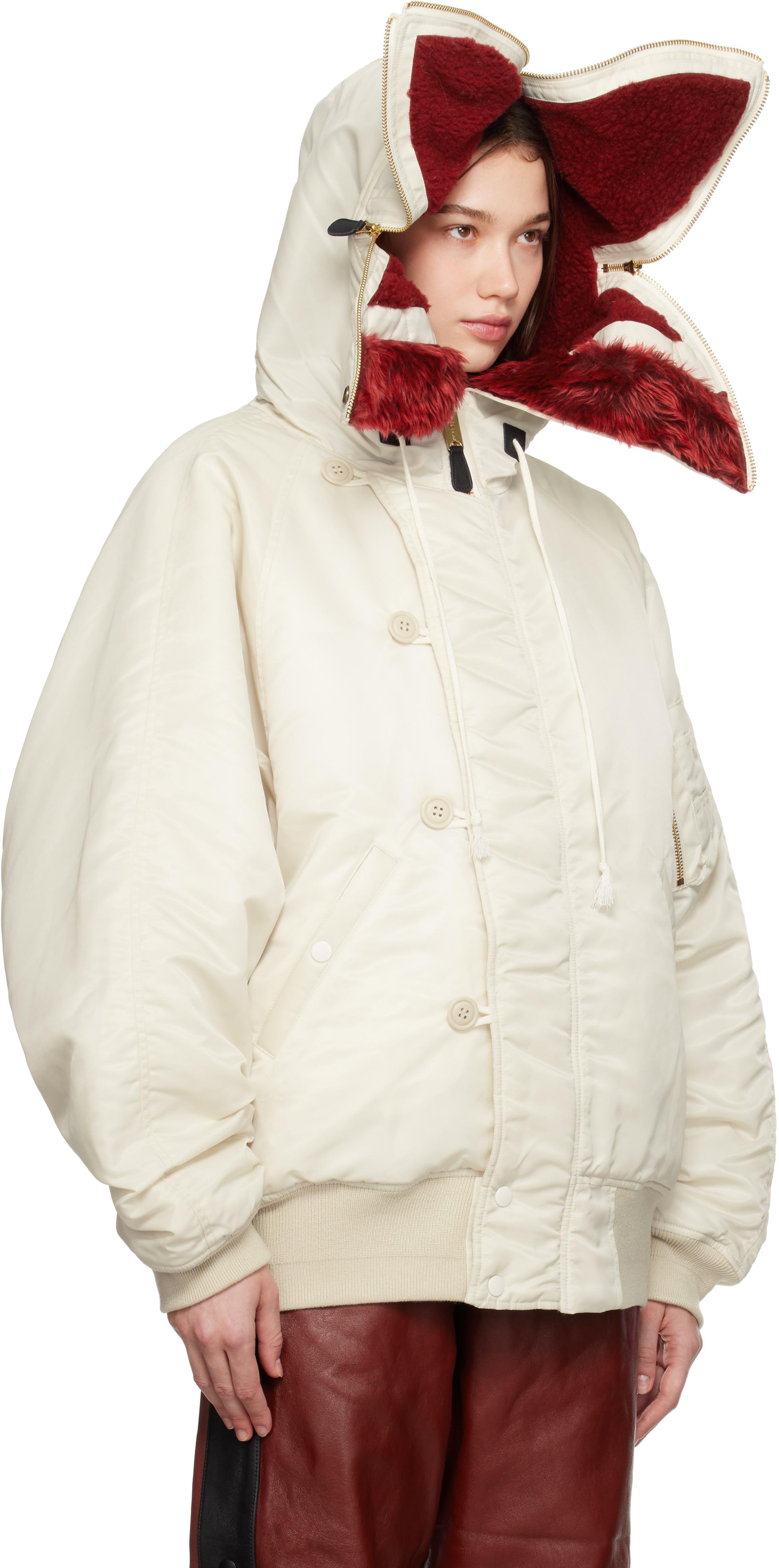 Doublet Off- Petal Mouth Hood Bomber Jacket in White | Lyst