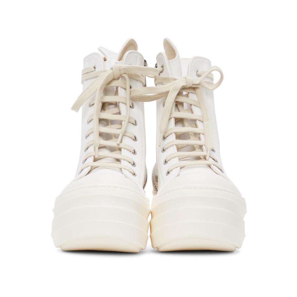 Rick Owens DRKSHDW Leather White Double Bumper High-top Sneakers 