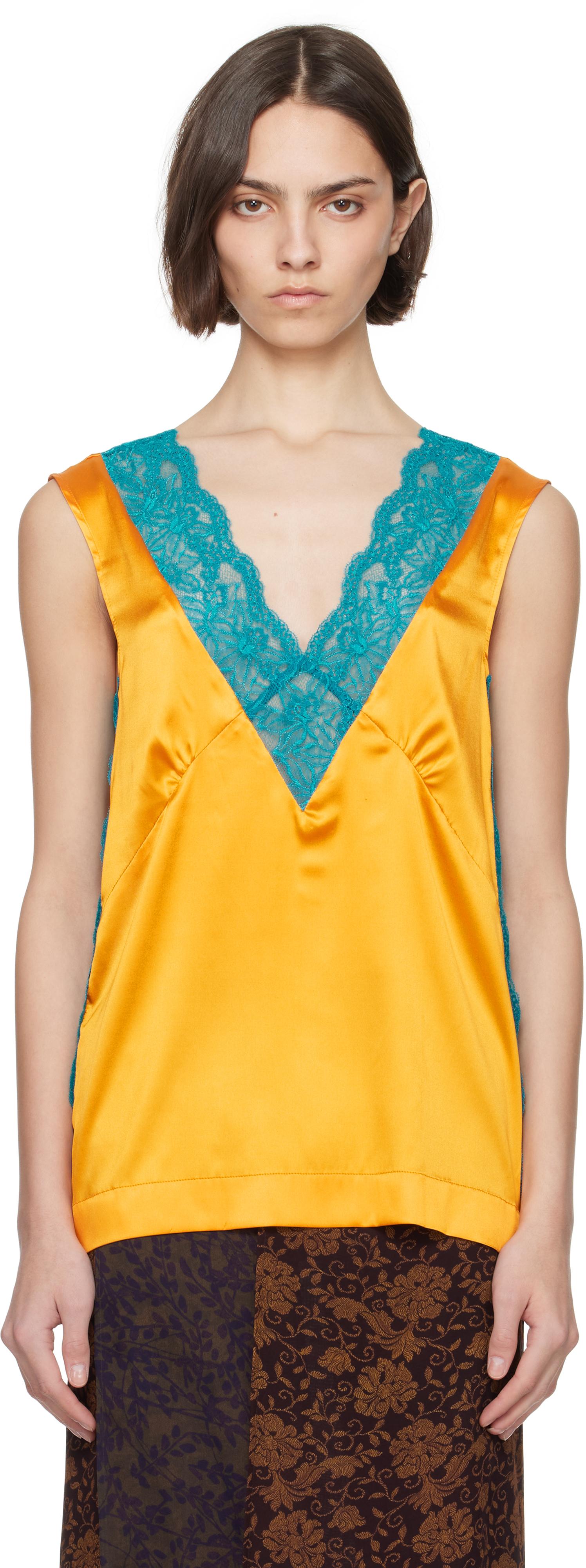 Pink and butter yellow Ciesta tank top Dries Van Noten