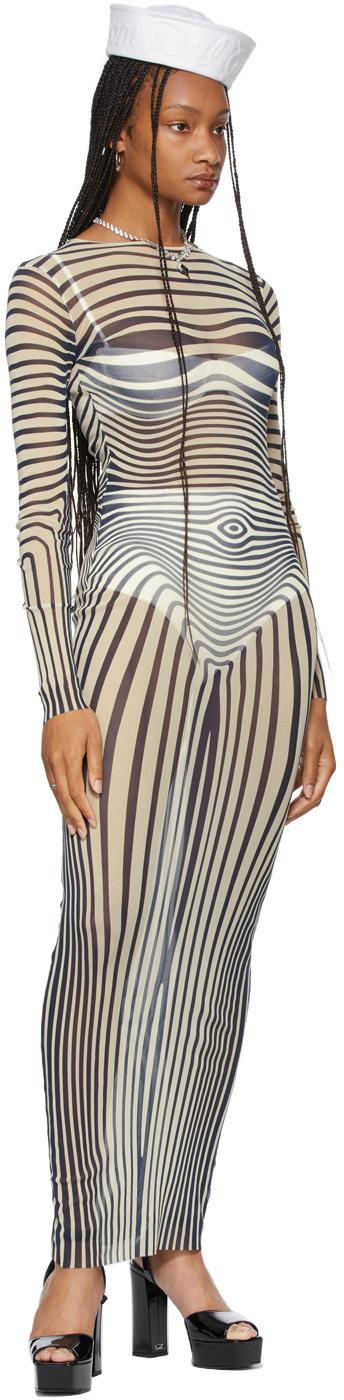 Jean Paul Gaultier Ssense Exclusive Beige Les Marins Mesh Body Stripe Dress  in Natural | Lyst