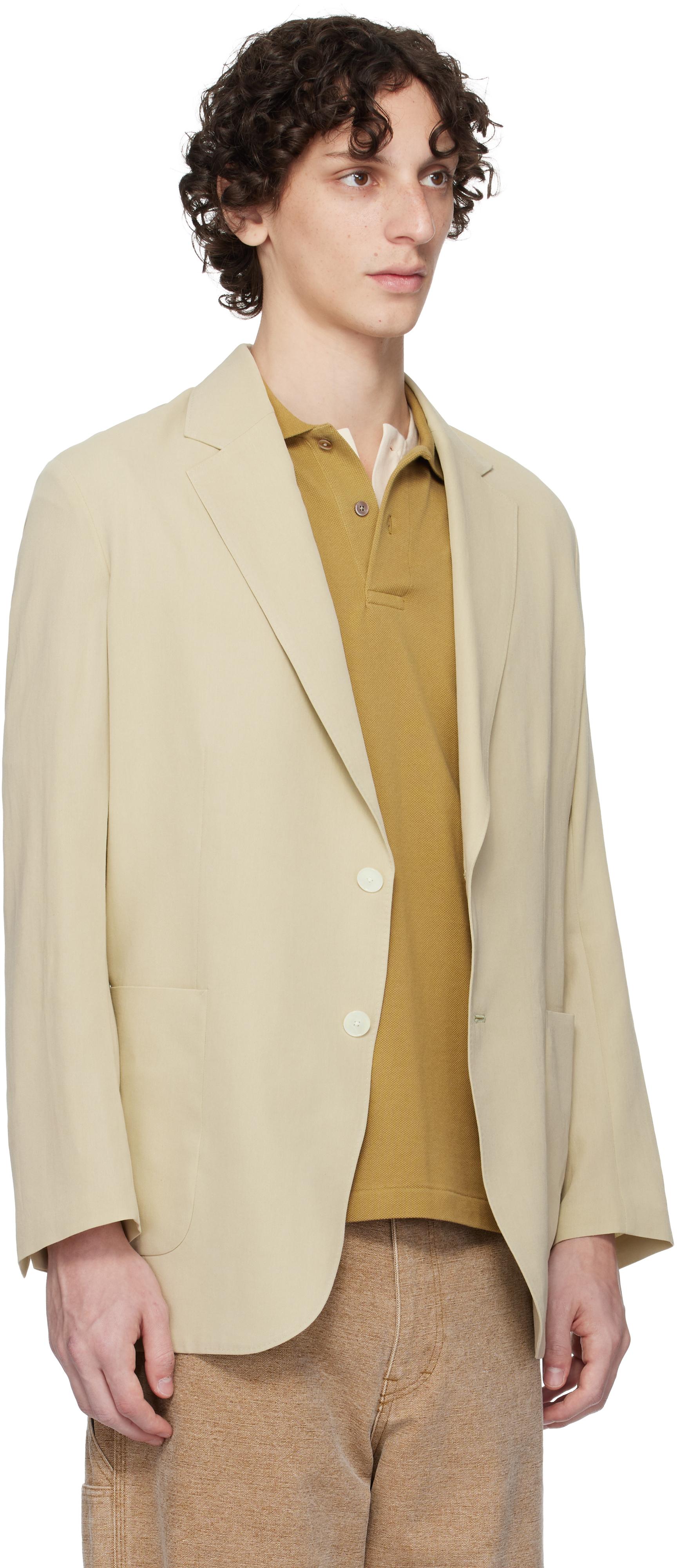 AURALEE Khaki Light Cotton Wool Viyella Blazer in Natural for Men