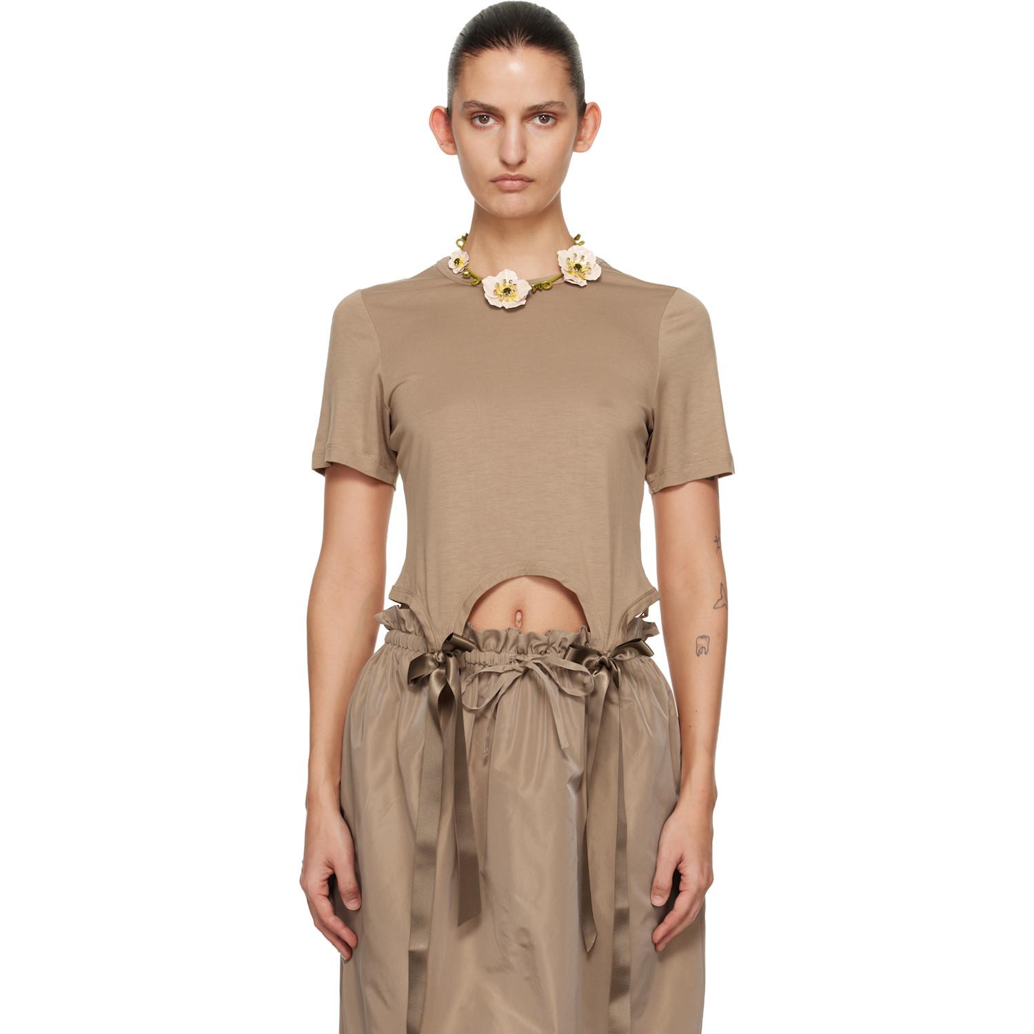 Simone Rocha Tan Bow Tail Easy T-Shirt in Brown | Lyst UK
