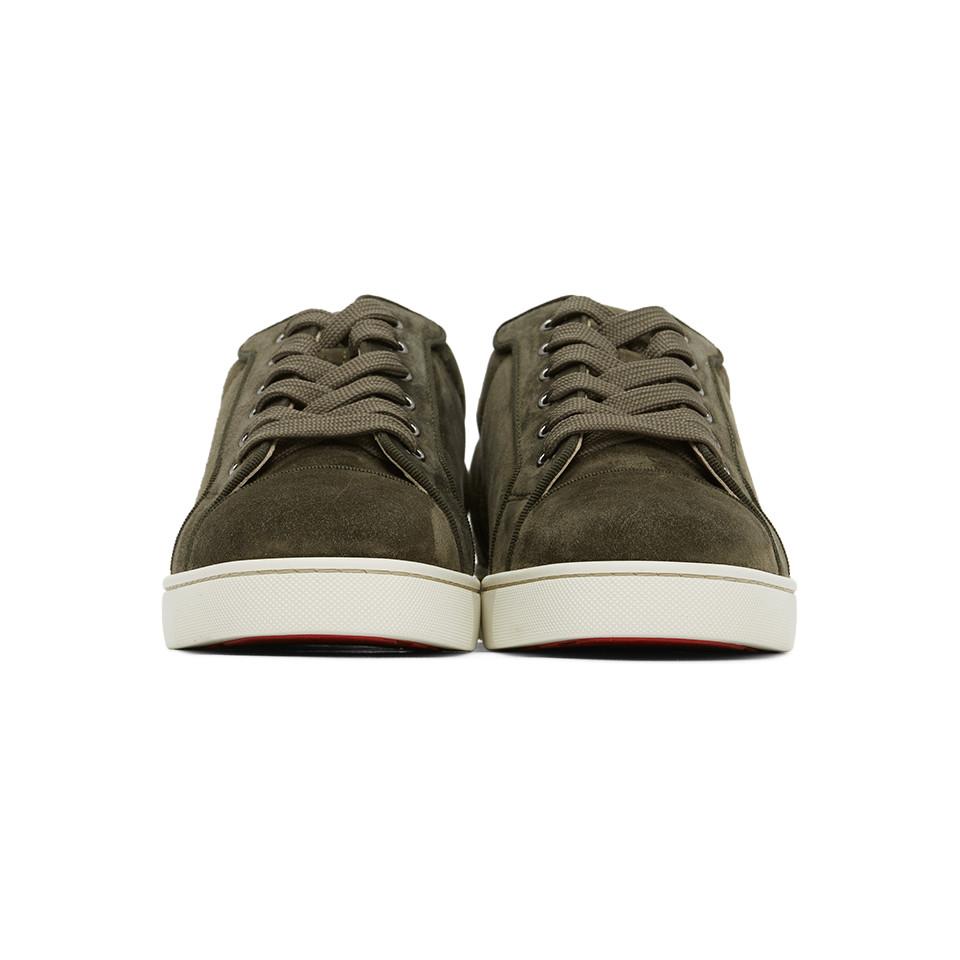 Christian Louboutin Green Suede Louis Junior Orlato Sneakers for Men | Lyst