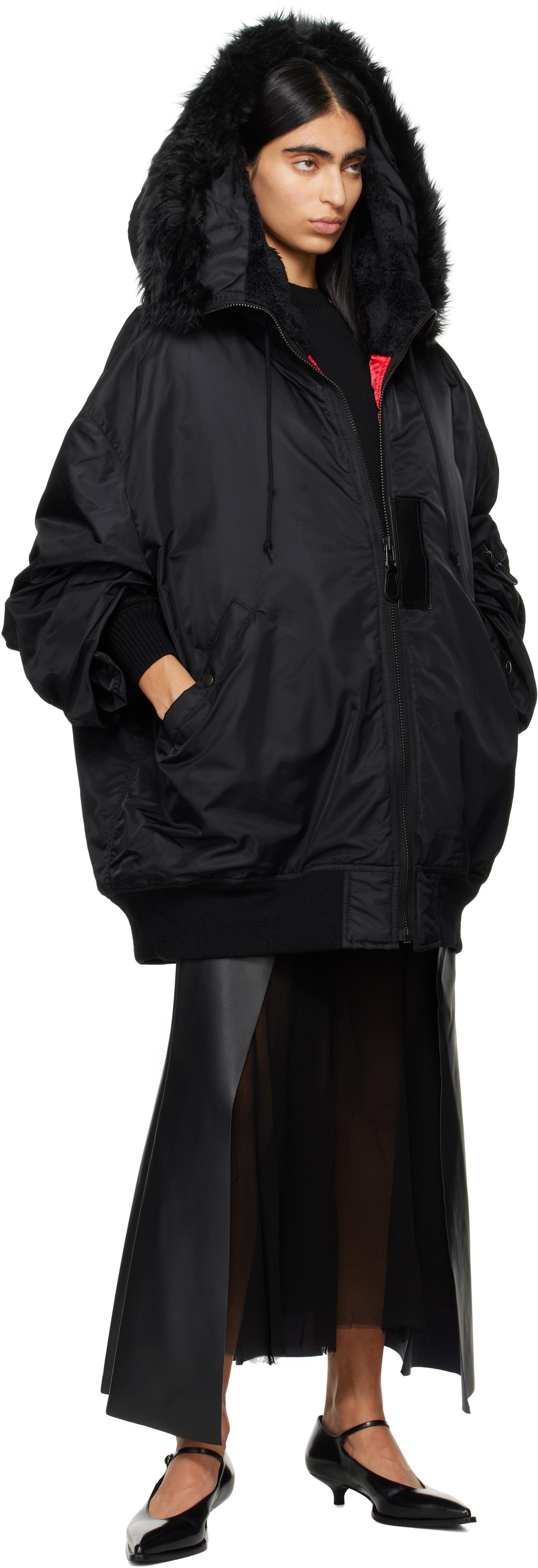 Junya Watanabe レディース ブラック ナイロン&フェイクファー 