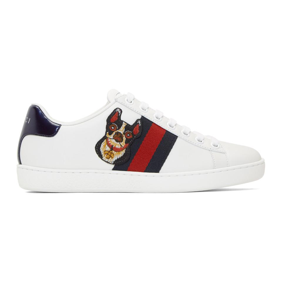 Gucci Leather White Dog New Ace 