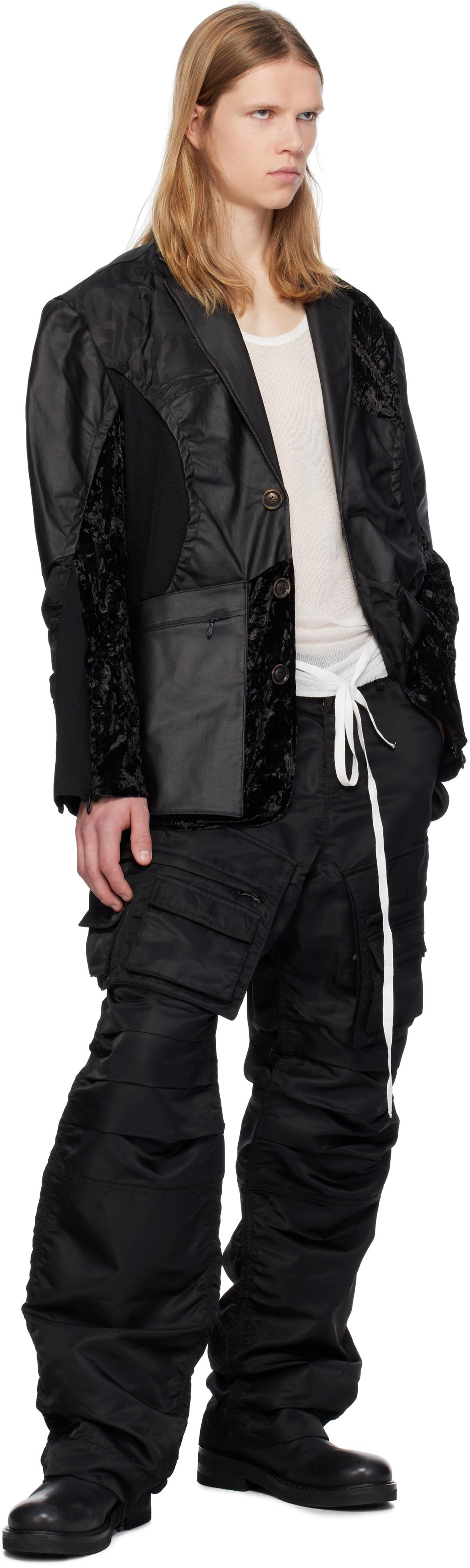 ANDERSSON BELL メンズ ブラック Flight Mix テーラードジャケット  