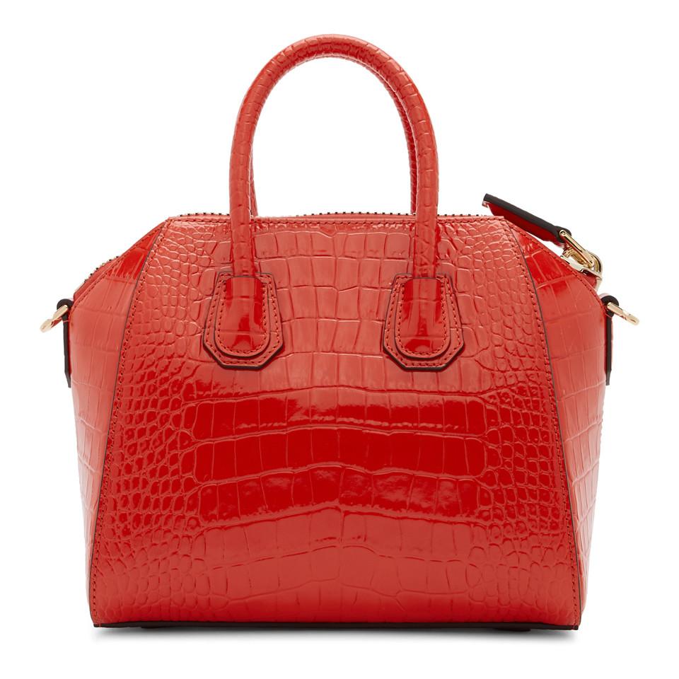 Givenchy Leather Red Croc Mini Antigona Bag - Lyst