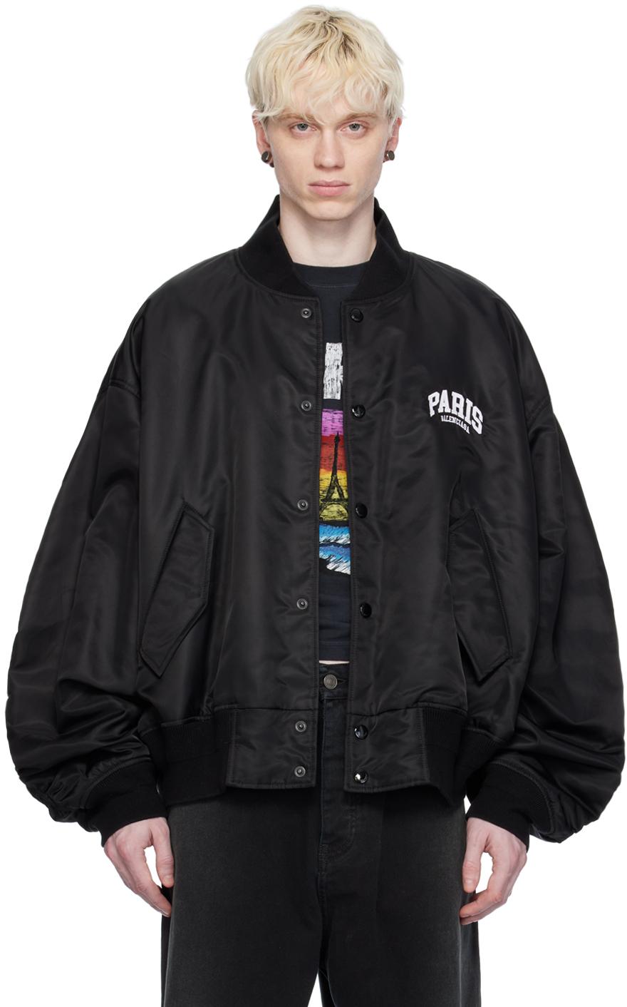 Balenciaga メンズ ブラック Paris ボンバージャケット ジャケット