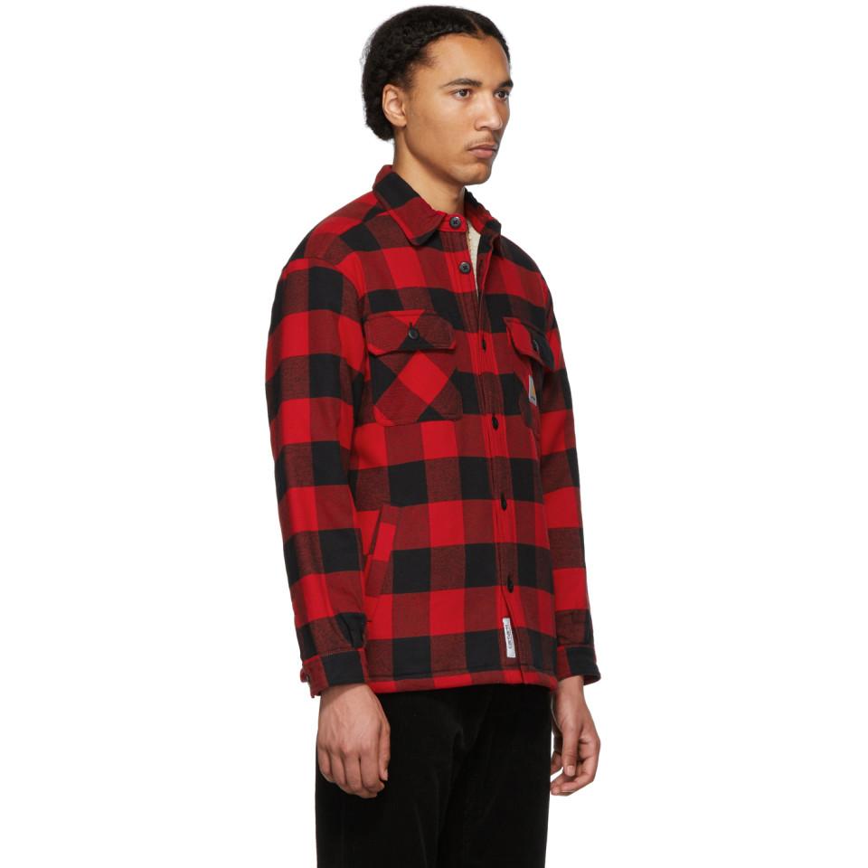 Carhartt WIP Cotton Red And Black Check Merton Jacket Shirt for Men | Lyst