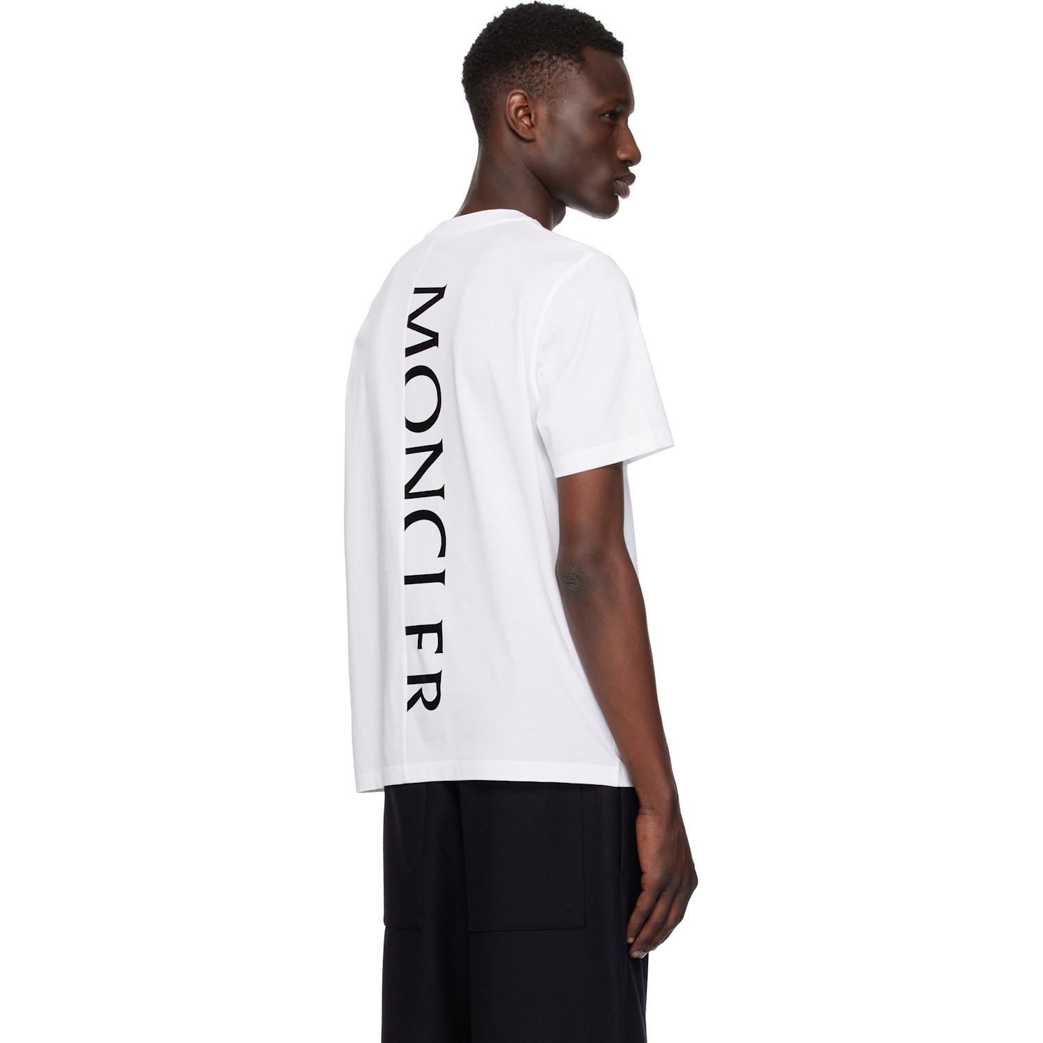 Moncler Vertical Back Logo Cotton T-Shirt in White for Men | Lyst