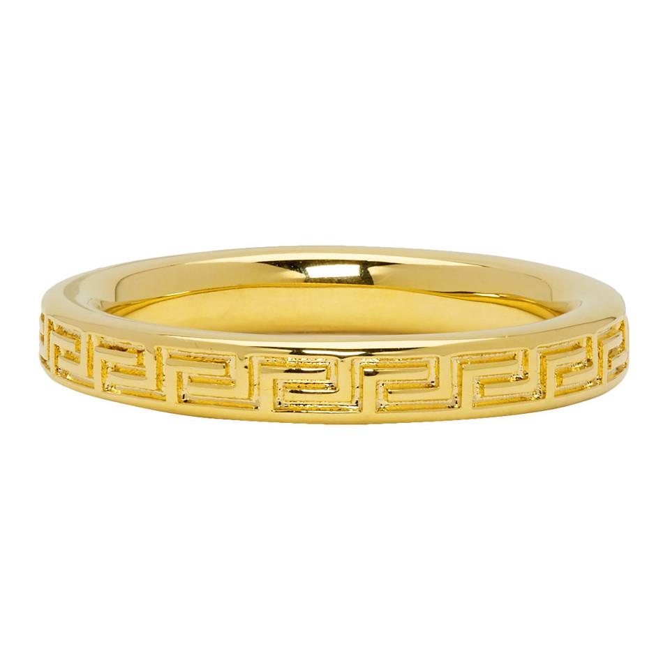Versace Gold Greek Key Ring in Metallic for Men - Lyst