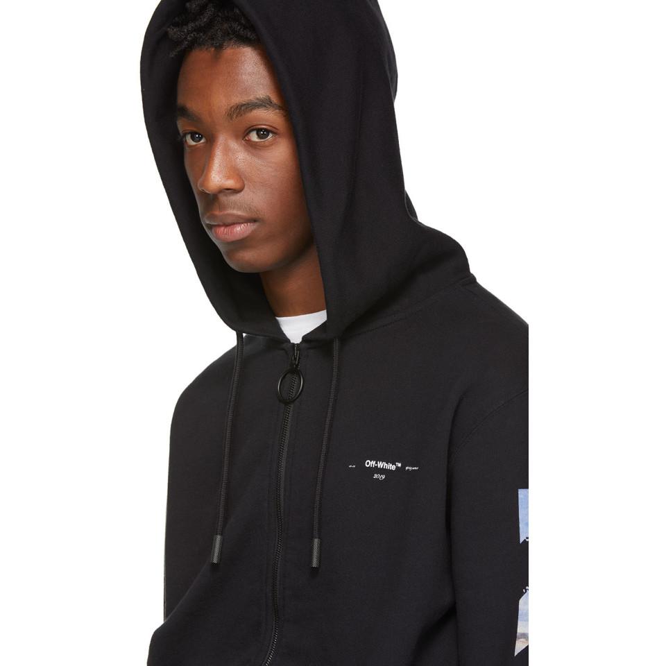 Off-White c/o Virgil Abloh Black/blue Marker Vertebrae Arrow Print  Oversized Hoodie Siz for Men