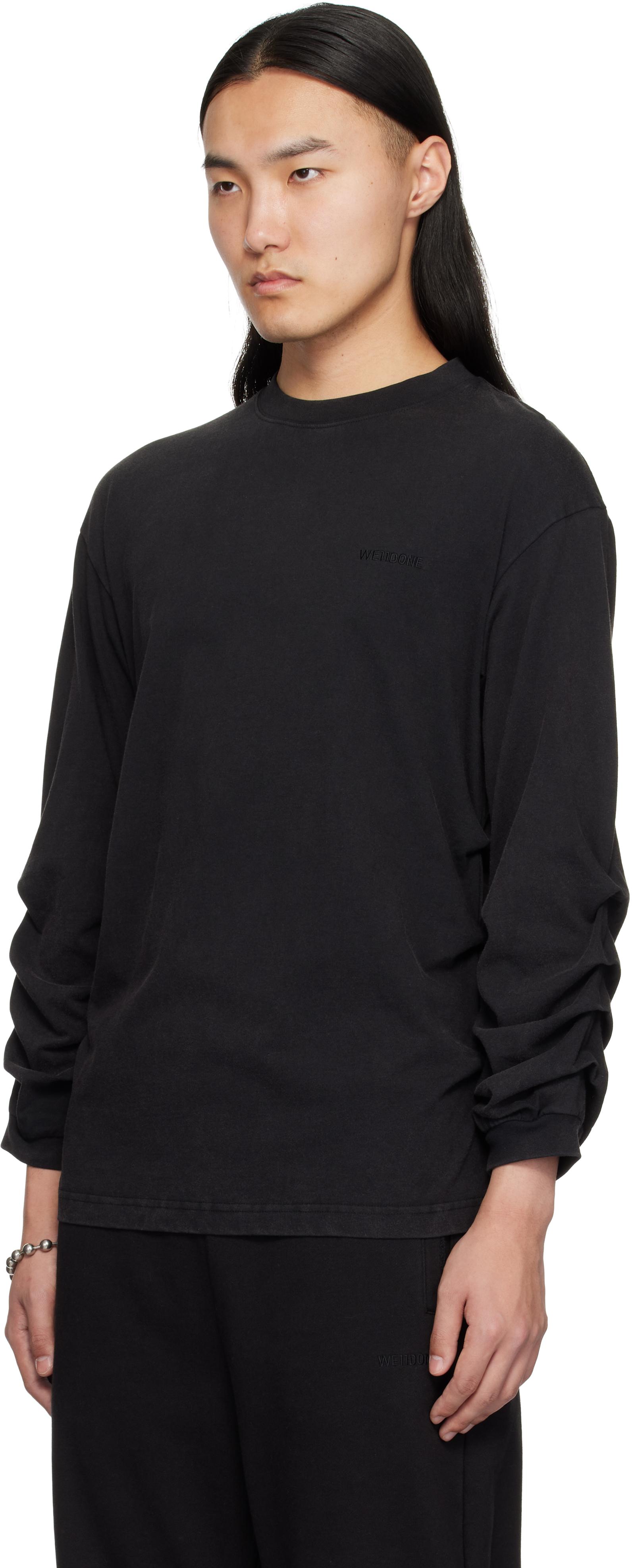we11done Pearl Logo Long Sleeve Shirt - Black | Garmentory
