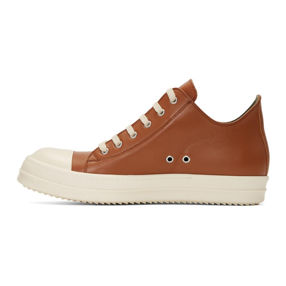 Rick Owens Leather Brown Low Sneakers for Men - Lyst