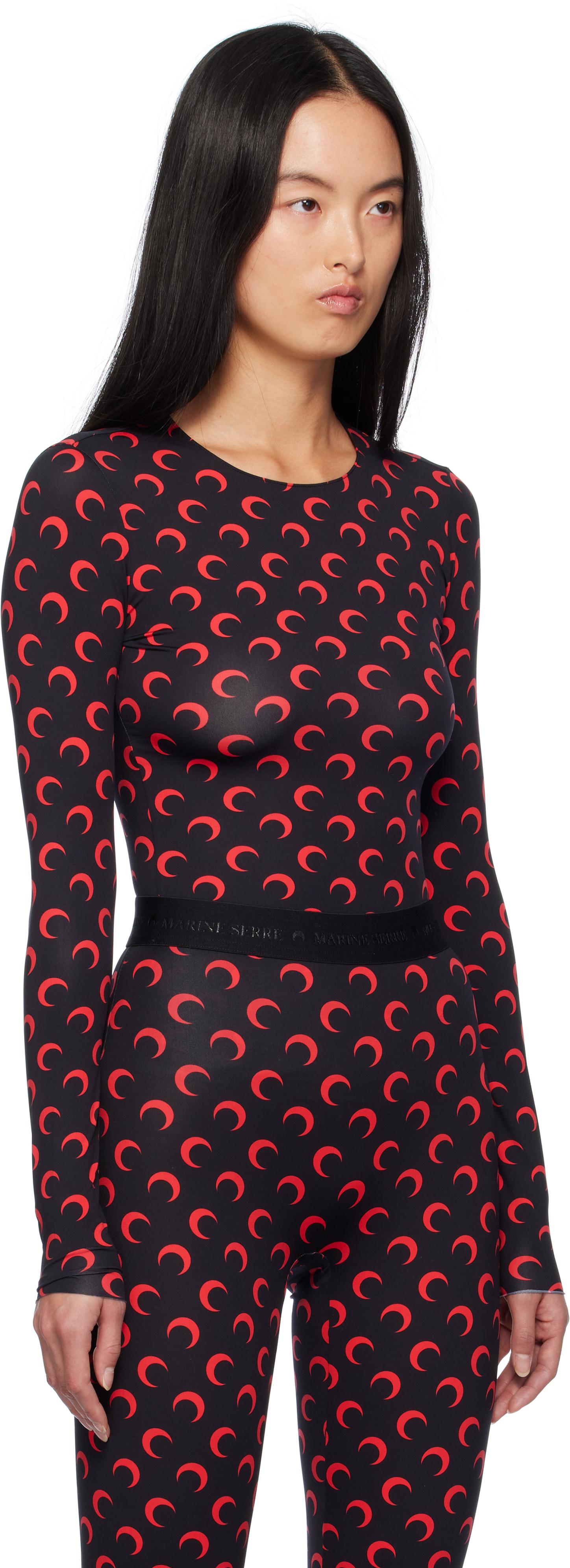 Marine Serre レディース &レッド Moon Second Skin 長袖 Marine Serre レディース &レッド Moon Second Skin 長袖