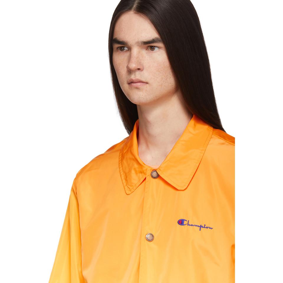 champion orange logo shell jacket