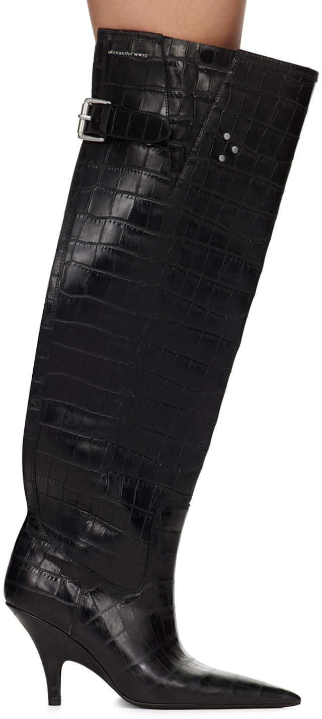 【関税込み】Alexander Wang ブラック Diablo 90mm ロングブーツ Diablo 90mm Tall Boot in Leather in BLACK | alexanderwang®