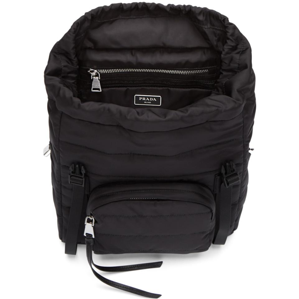 Prada Synthetic Black Quilted Nylon Backpack for Men Lyst