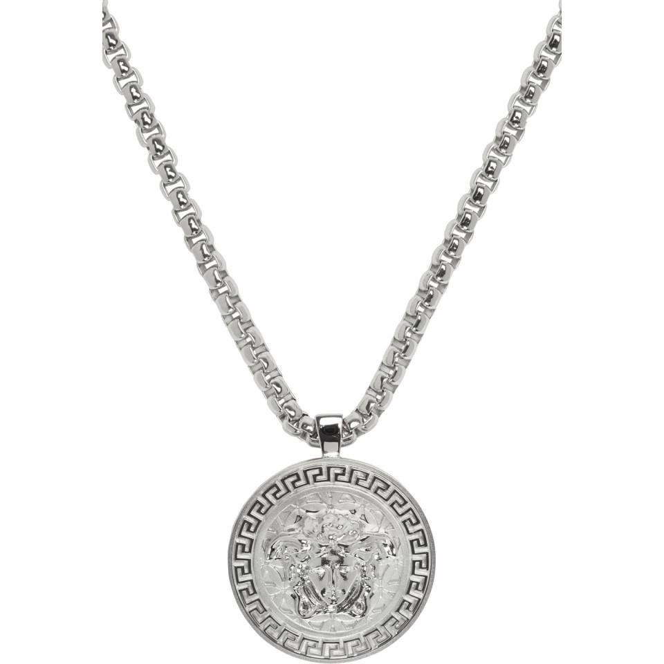 Versace Silver Large Round Medusa Chain Necklace in Metallic for Men | Lyst