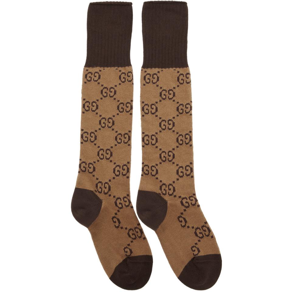 Gucci GG Pattern Cotton Blend Socks in Natural | Lyst