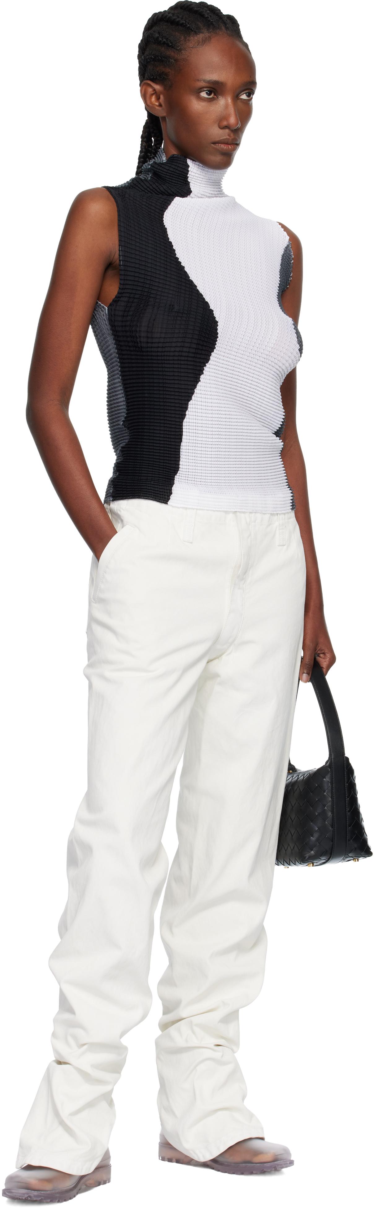Issey Miyake Abstract Tint Pleats Tank Top in Black | Lyst