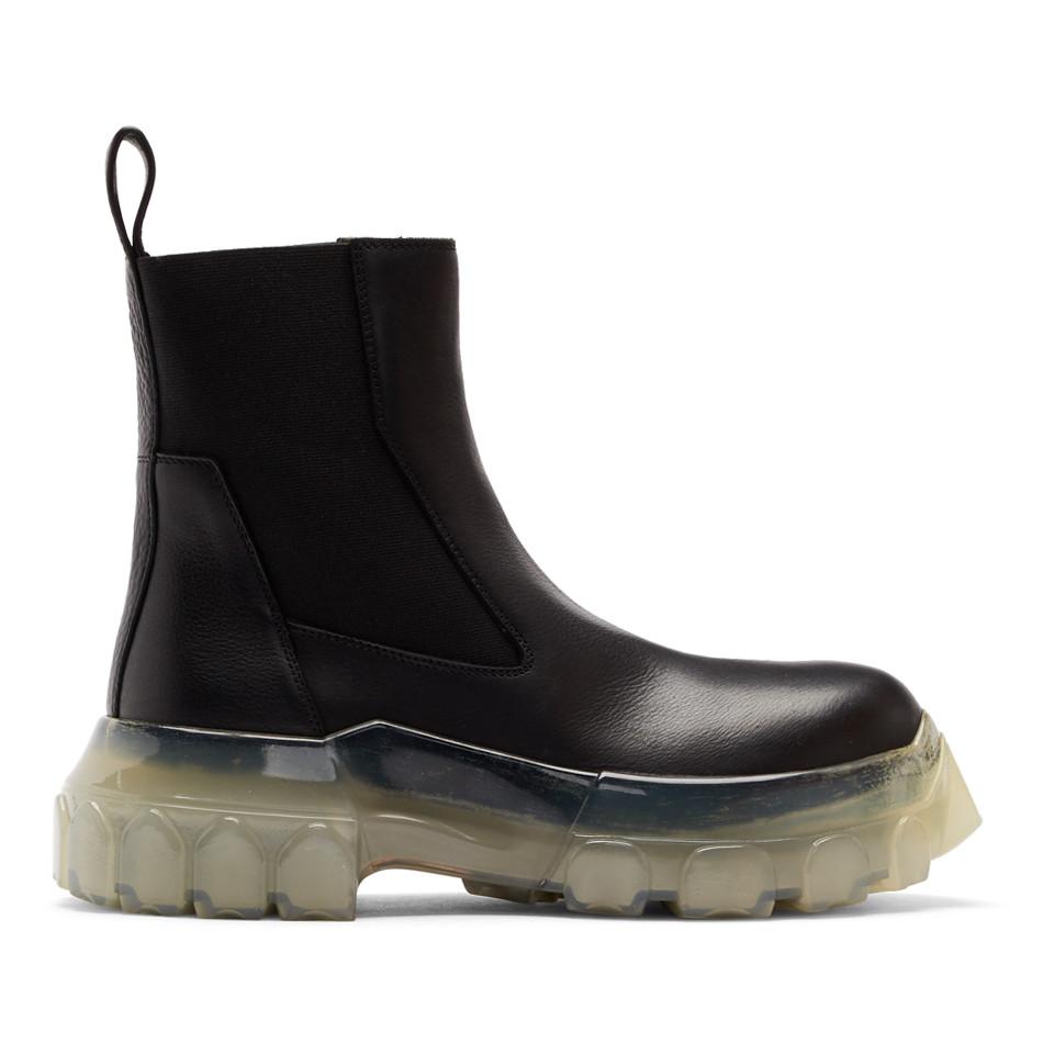 Rick Owens Black And Transparent Bozo Tractor Beetle Boots | Lyst