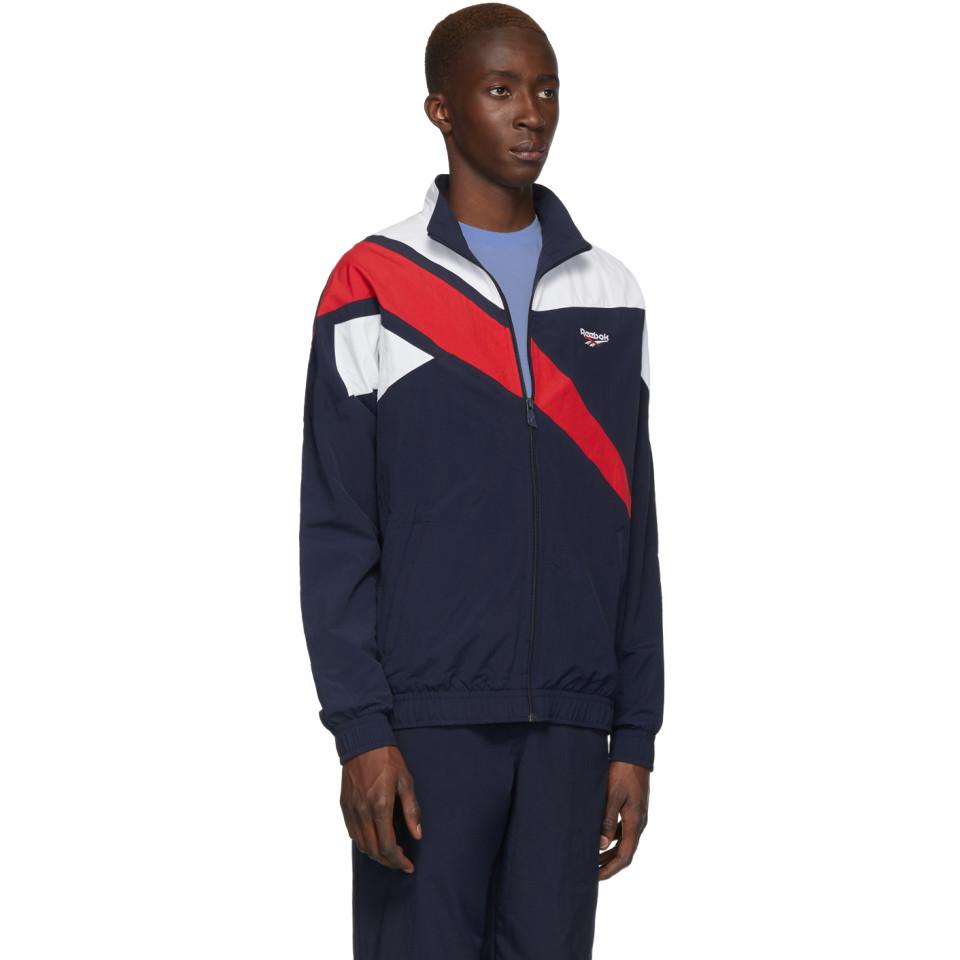 Reebok Synthetic Navy Classic Track Jacket in Blue for Men - Lyst