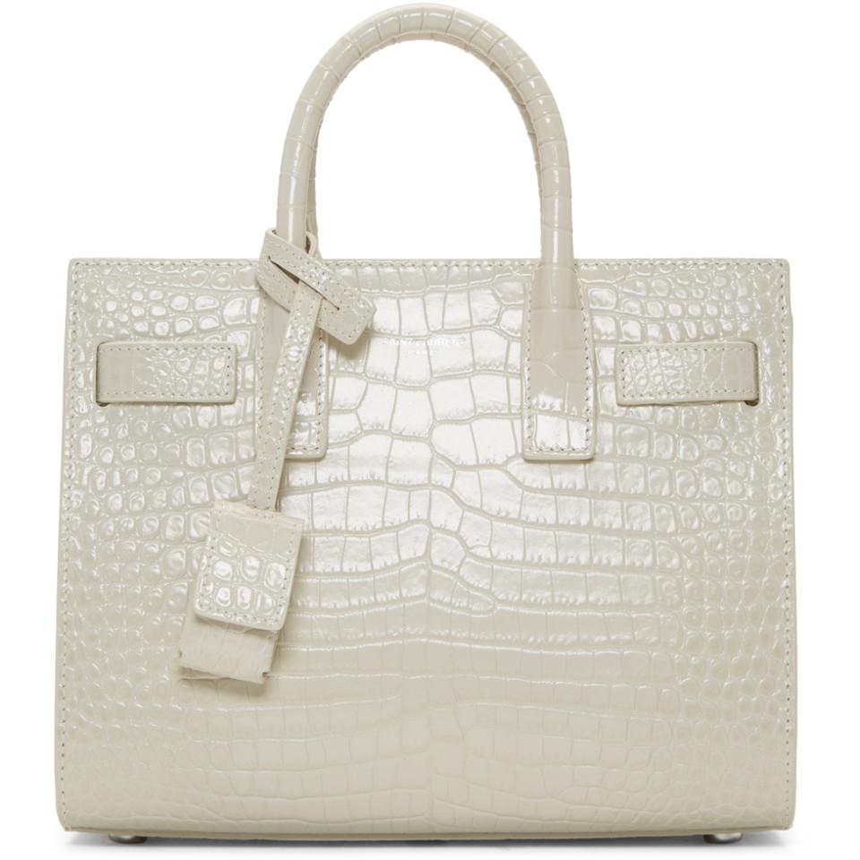 Saint Laurent White Croc Embossed Leather Baby Classic Sac De Jour Tote at  1stDibs