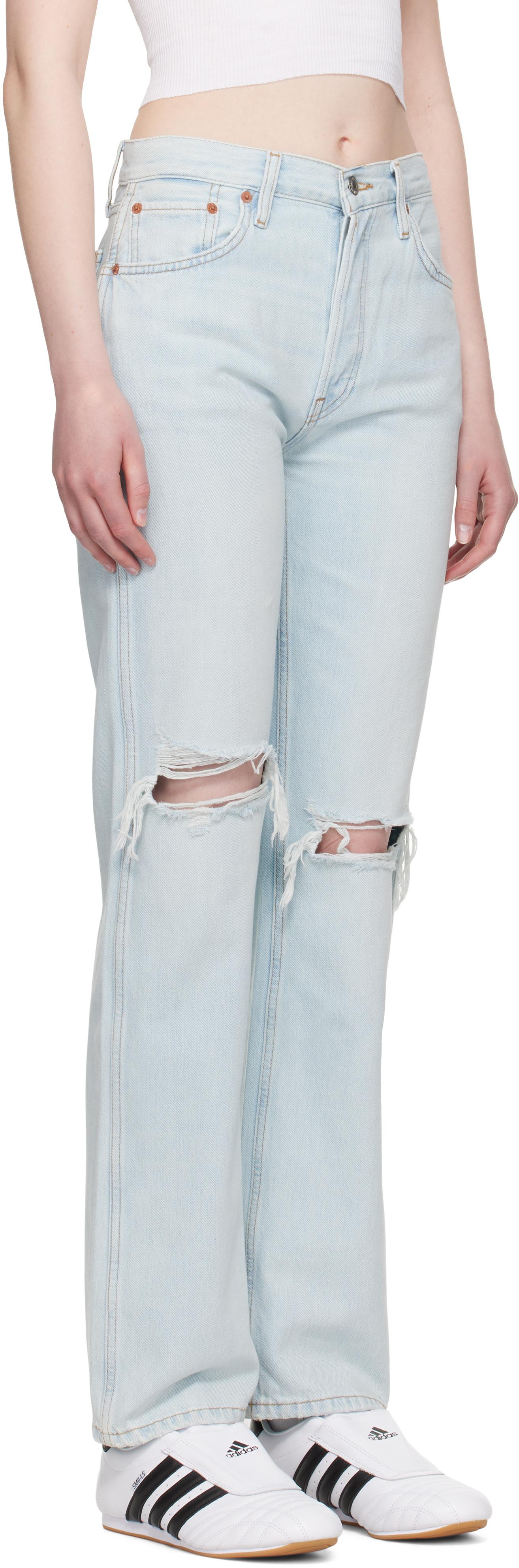 【関税込み】Re/Done ブルー ハイウエスト ルーズジーンズ RE/DONE 70s Ultra High Rise Wide Leg ジーンズ | ブルー