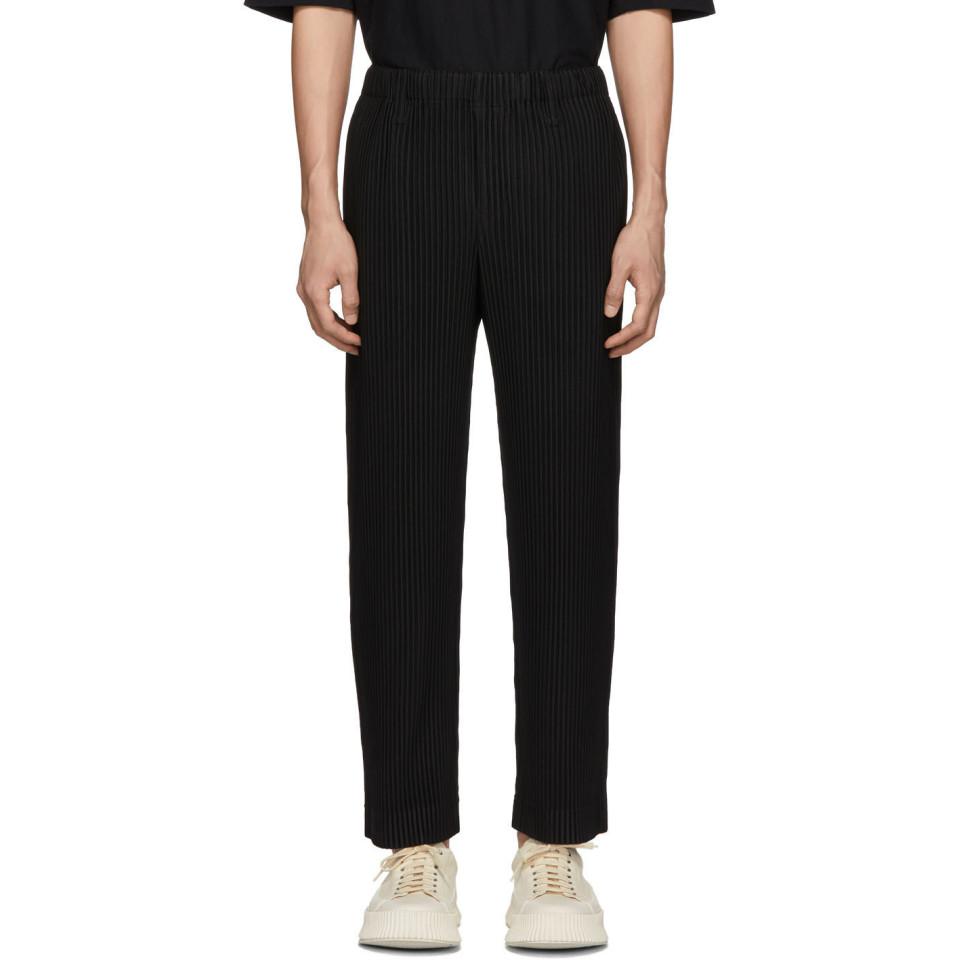 Homme Plissé Issey Miyake Black Tailored Pleats Trousers for Men