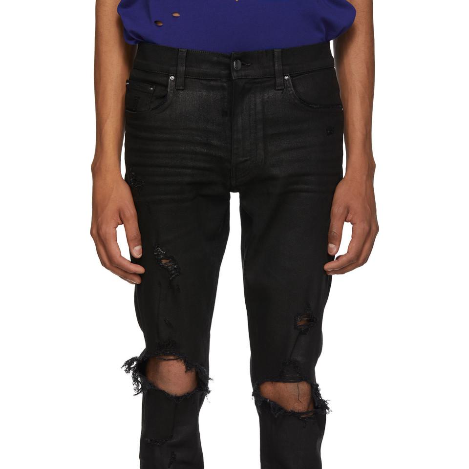 Amiri Denim Black Wax Thrasher Jeans for Men - Lyst