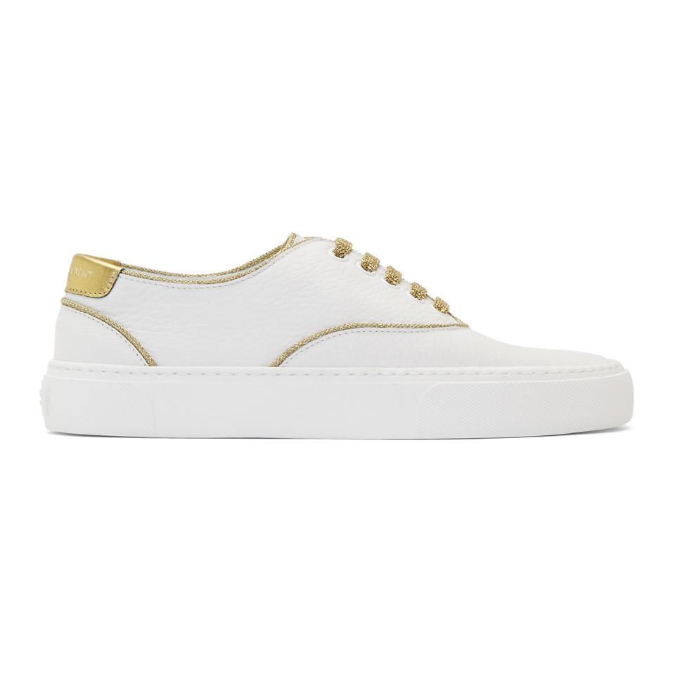 Saint Laurent White And Gold Venice Sneakers in Metallic | Lyst