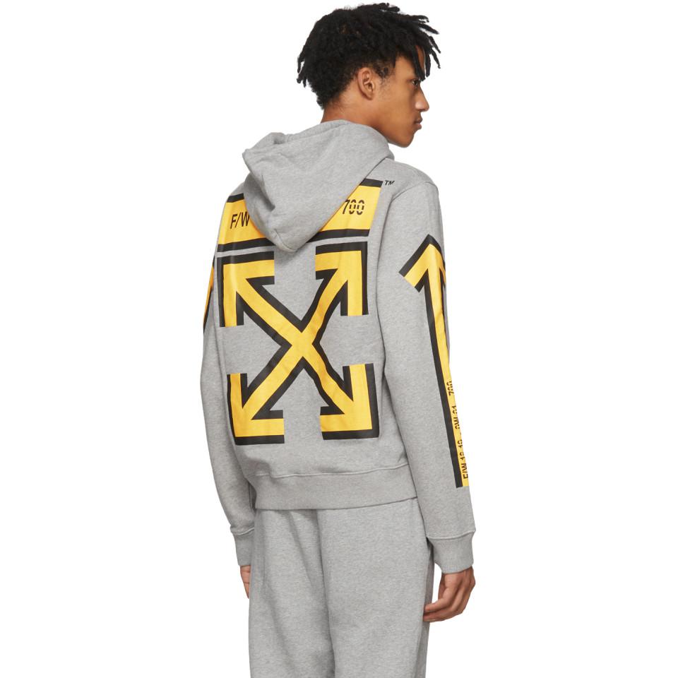 Off-White c/o Virgil Abloh Grey And Yellow Arrows Hoodie in Gray for Men |  Lyst