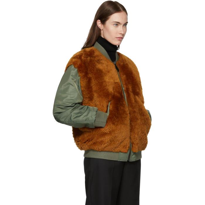 Army by Yves Salomon Reversible Green & Orange Fur-lined Bomber Jacket -  Lyst