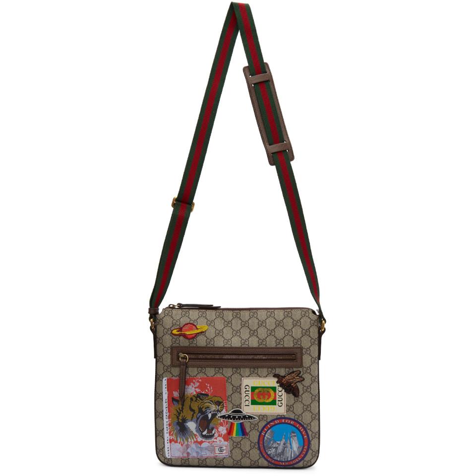 Gucci Beige And Brown GG Supreme Patches Courier Messenger Bag in Natural  for Men | Lyst