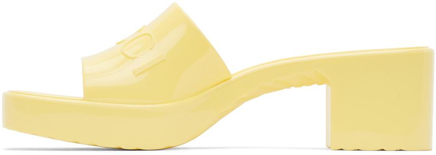 Gucci Rubber Slide in Yellow | Lyst