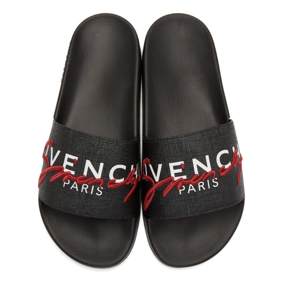Givenchy Canvas Black And Red Logo Flat 