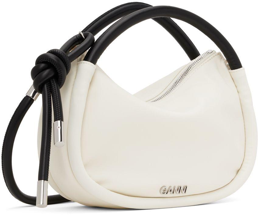 Ganni White Mini Knot Bag in Black | Lyst