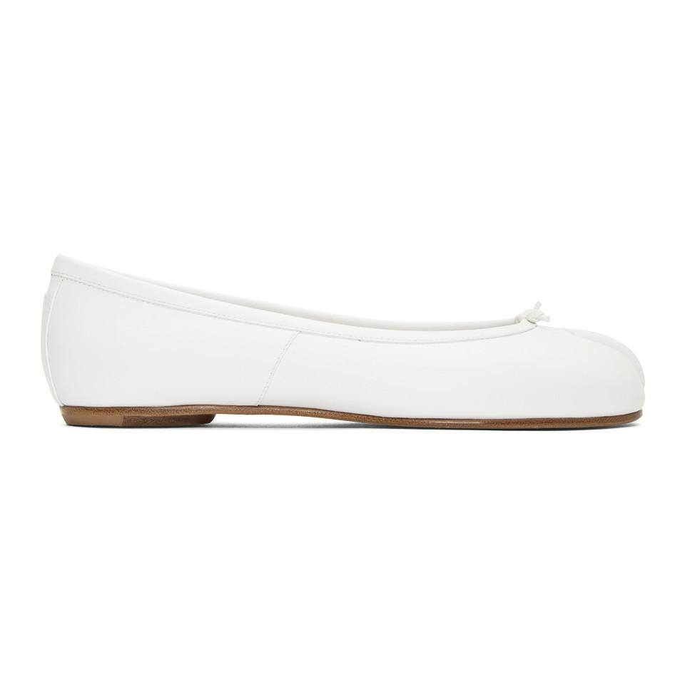 Maison Margiela Leather Tabi Ballet Flat in White - Save 68% - Lyst
