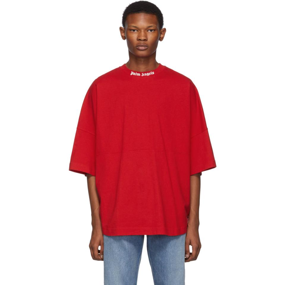 Palm Angels Red Logo T-shirt for Men | Lyst