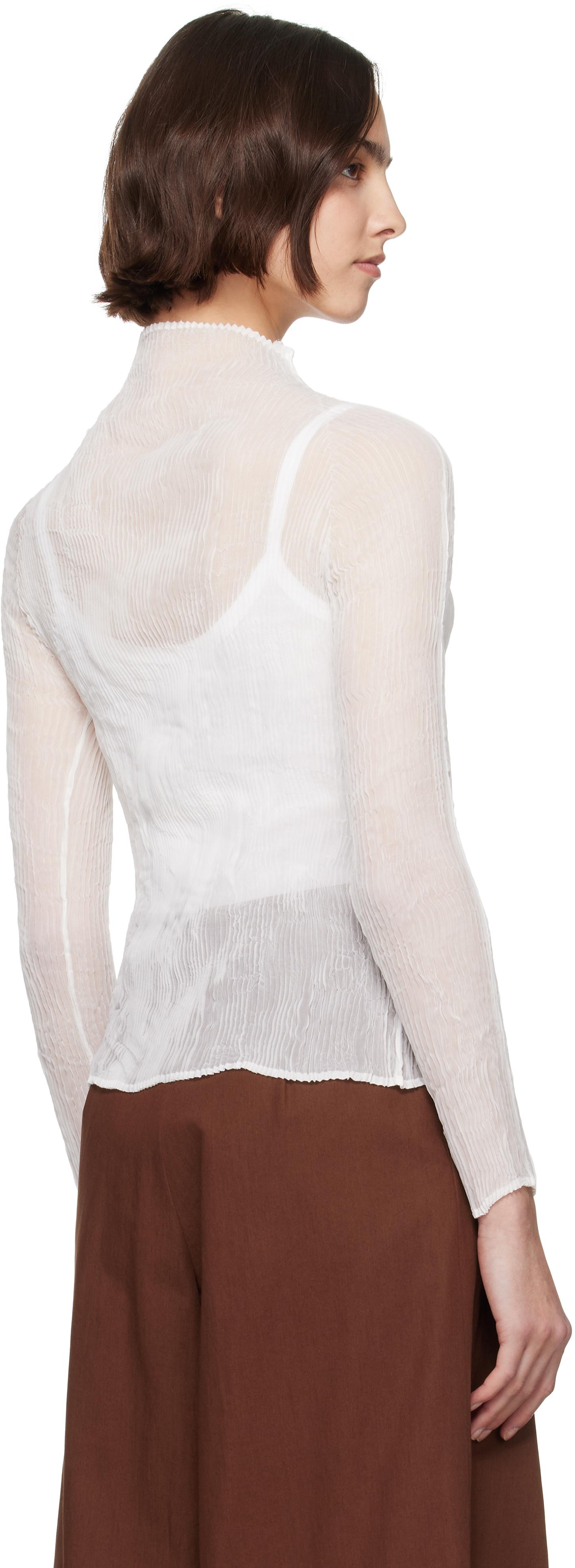 ISSEY MIYAKE CHIFFON TWIST イッセイミヤケ　ホワイト Issey Miyake Chiffon Twist Plissé Shirt | Saks Fifth Avenue