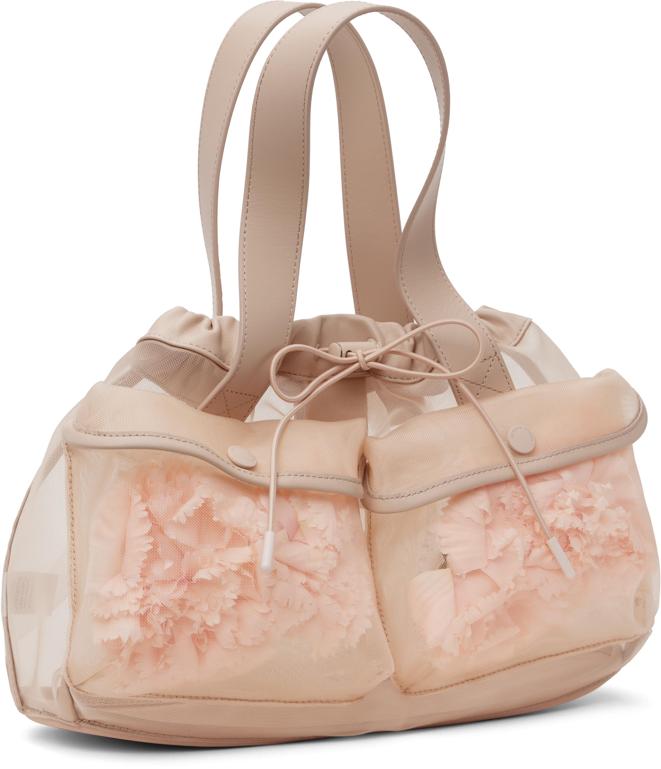 大人可愛い【Simone Rocha】ミニトップハンドルナイロンバッグ Simone Rocha Mini Sheer Stuffed Carnation Drawstring Top