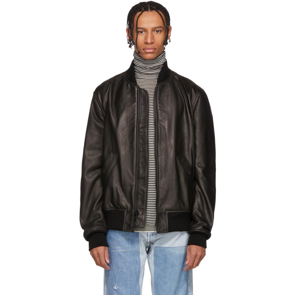 Schott Nyc Black Leather Ma 1 Bomber Jacket For Men Lyst