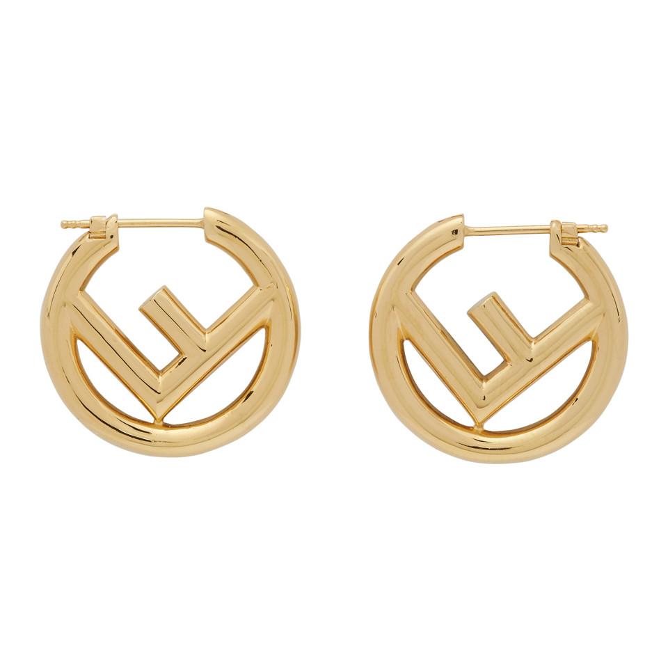 Fendi F-logo Large Hoop Earrings in Gold (Metallic) - Lyst