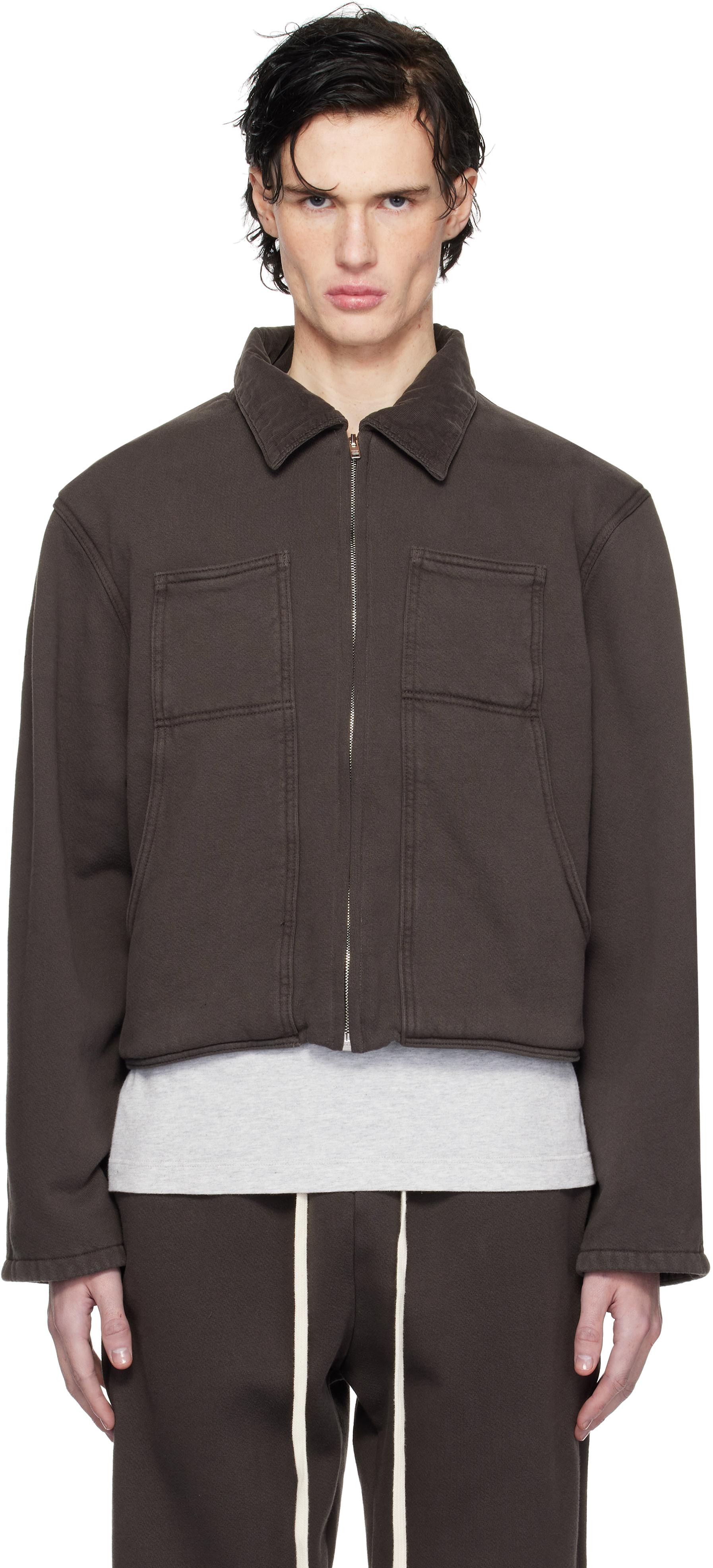Acne Studios メンズ ブラック ジッパー シアリングジャケット Acne Studios メンズ ブラック ジッパー シアリングジャケット