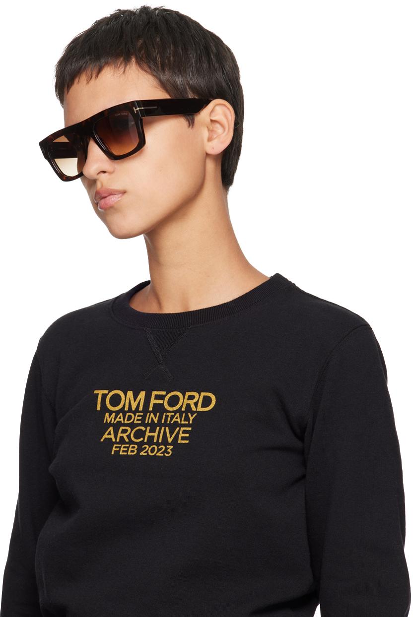 Tom Ford レディース ブラック トータスシェル Fausto サングラス 