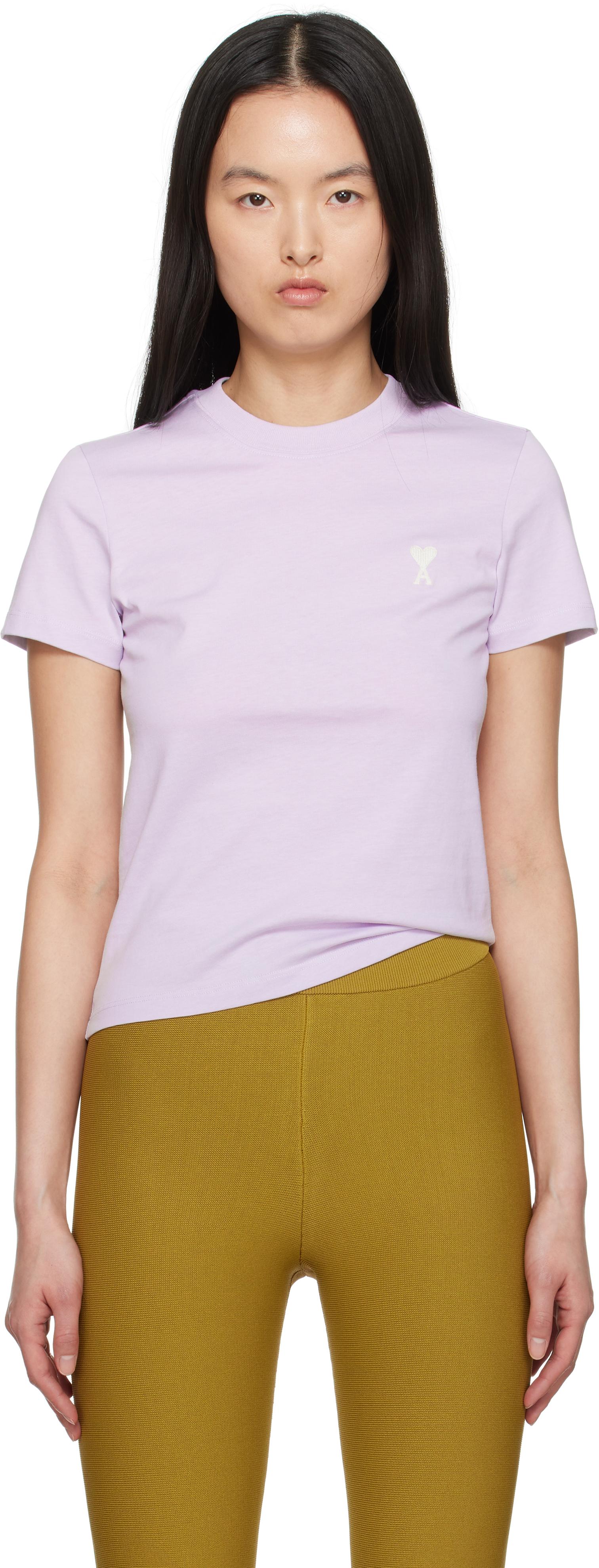AMI Paris パープル コットン クロップド Tシャツ パープル コットン クロップド Tシャツ ライラック | AMI PARIS